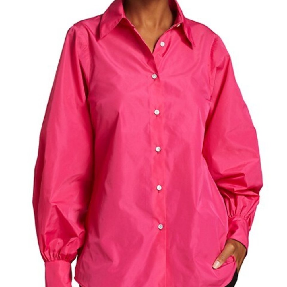 NWT $285 Sz XS Cinq a Sept Pink Azalea Samira Long Sleeve Blouse